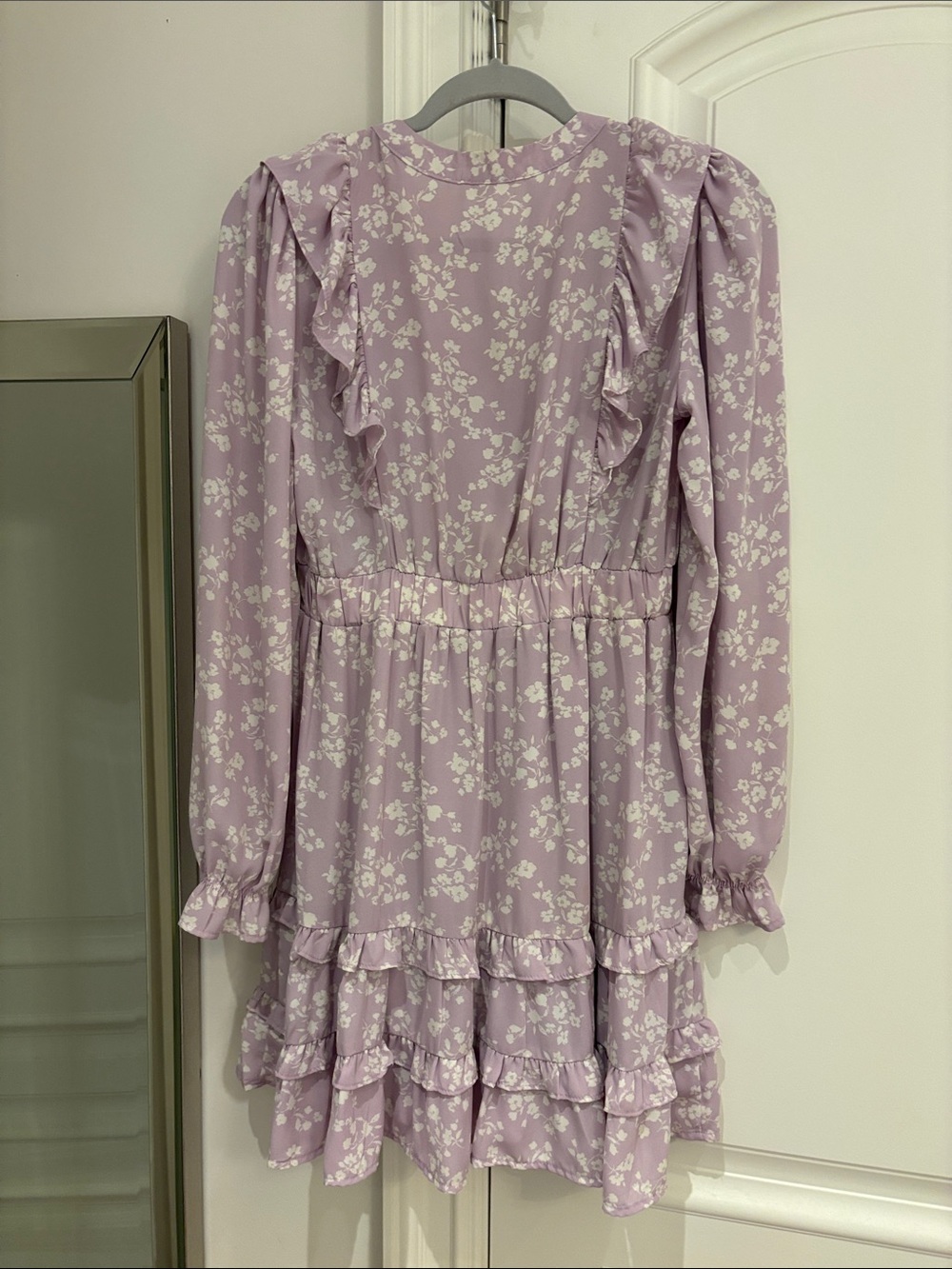 Lavender Floral Ruffle Mini Dress - Picture 6 of 7